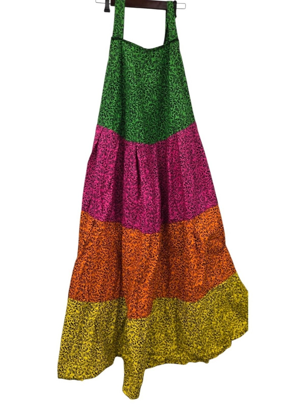 handmade tent dress medium Tiered Colorblock Maxi - Green, Pink, Orange, Yellow